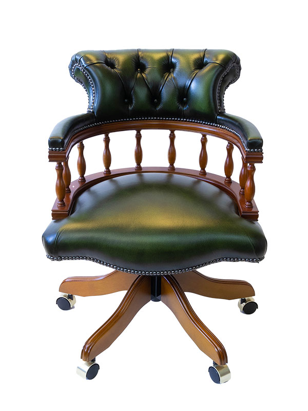 Leather Captain Chair Green Yew